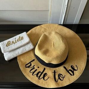 Bride to Be Sun Hat and Clutch Set